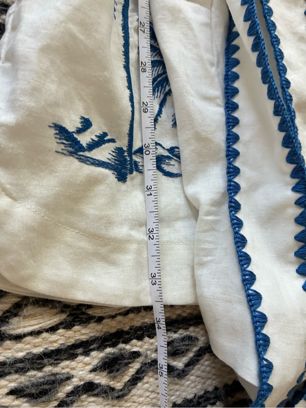 FARM Rio White Linen Romper with Blue Shell & Palm Print - Picture 11 of 16